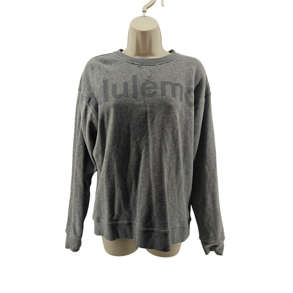 Lululemon Perfectly Oversized Crew MonoChromatic Graphic Gray Womens 6